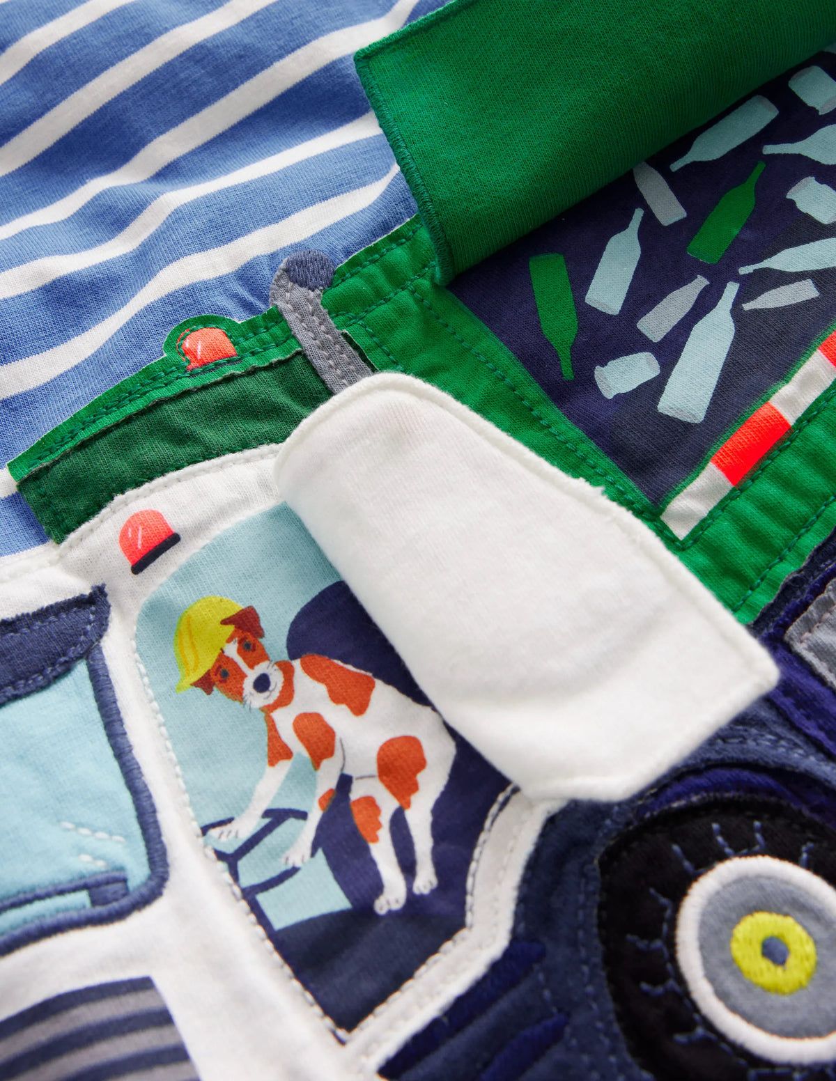 Lift-the-flap Truck T-Shirt-Elizabethan Blue/Ivory Stripe