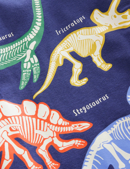 Snug Glow-in-the-dark Pajamas-Bluing Blue Dinosaurs