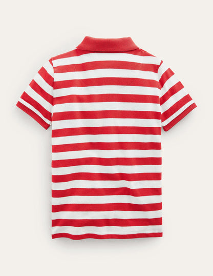 Piqué Polo Shirt-Breton Ivory/Red