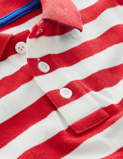 Piqué Polo Shirt-Breton Ivory/Red