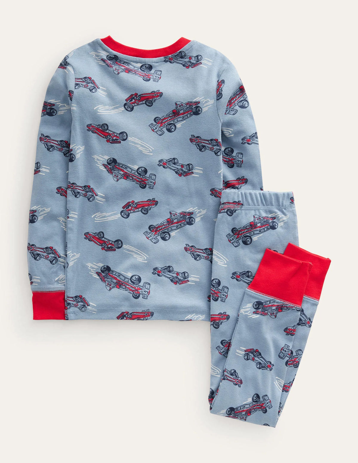 Snug Long John Pajamas-Pebble Blue Race Car