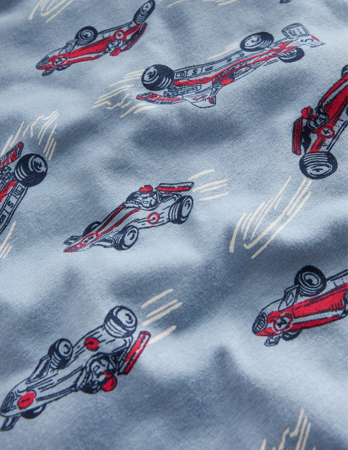 Snug Long John Pajamas-Pebble Blue Race Car