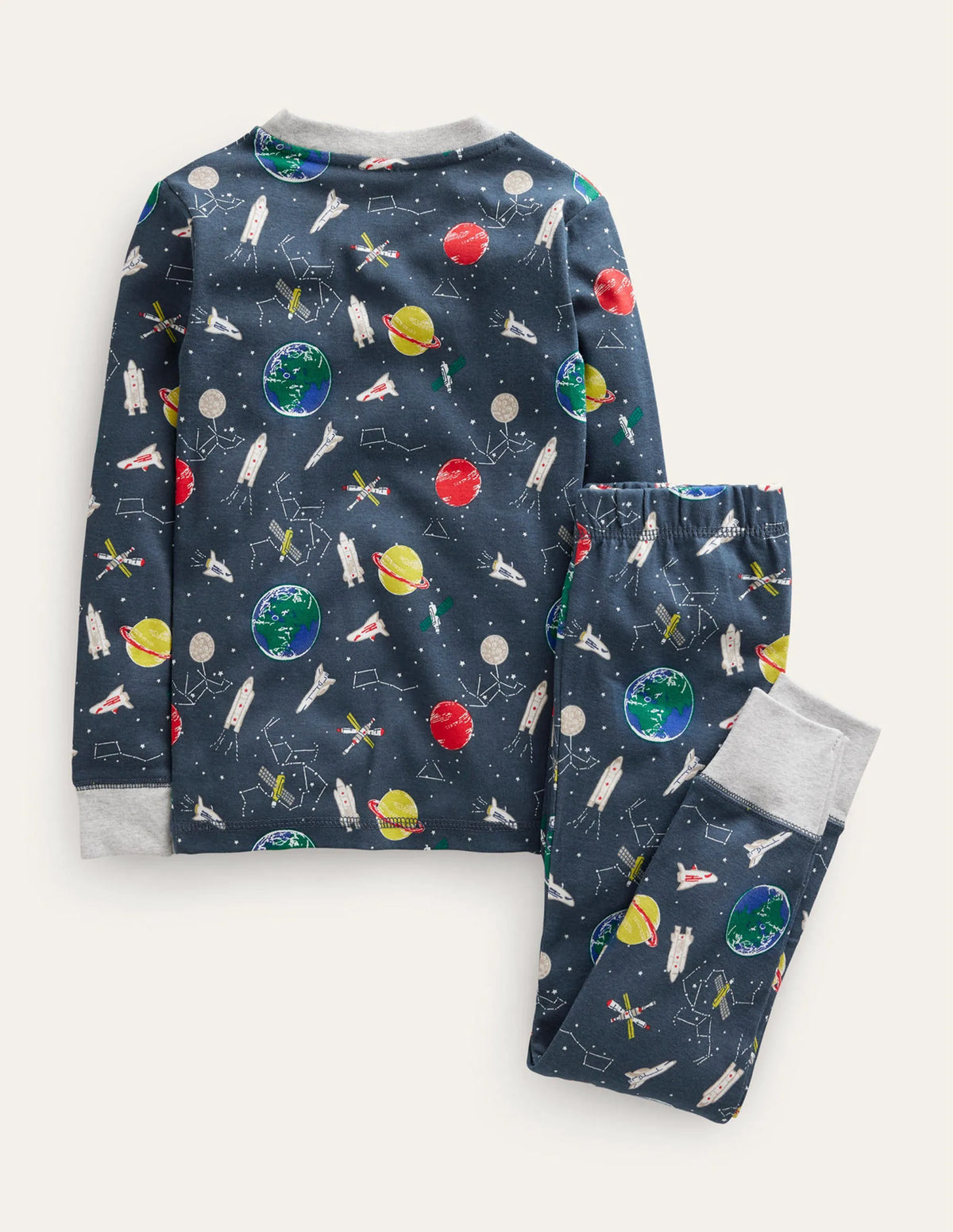 Snug Long John Pajamas-Robot Blue Space