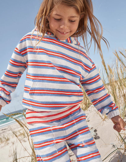 Towelling Hoodie-Cabana Blue Multi Stripe