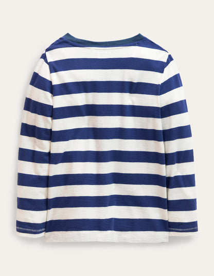 Long-sleeved Washed T-shirt-Starboard/Vanilla Pod
