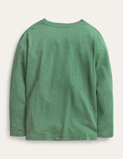 Long-sleeved Washed T-shirt-Rosemary Green