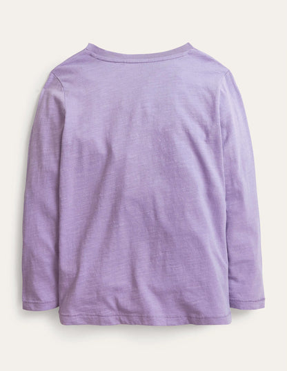 Long-sleeved Washed T-shirt-Misty Lavendar Purple