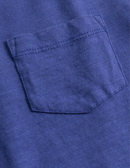 Long-sleeved Washed T-shirt-Starboard Blue