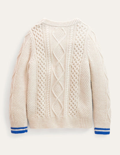 Cable Sweater-Ecru Marl
