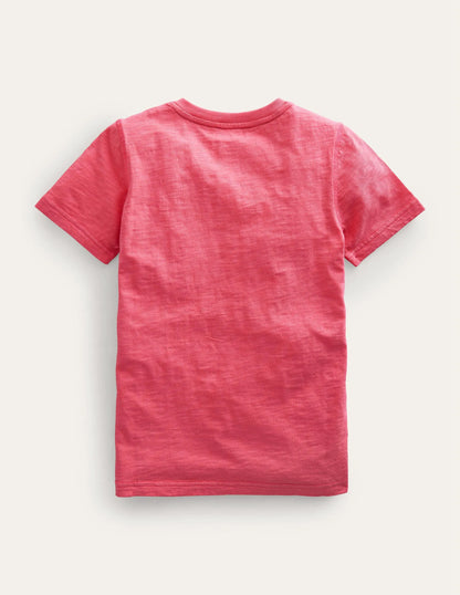 Washed Cotton Henley T-shirt-Lollipop Pink