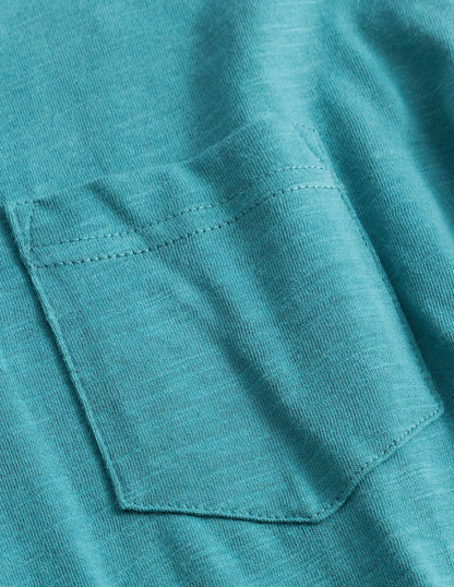 Mock Long Sleeve T-Shirt-Brittany Blue