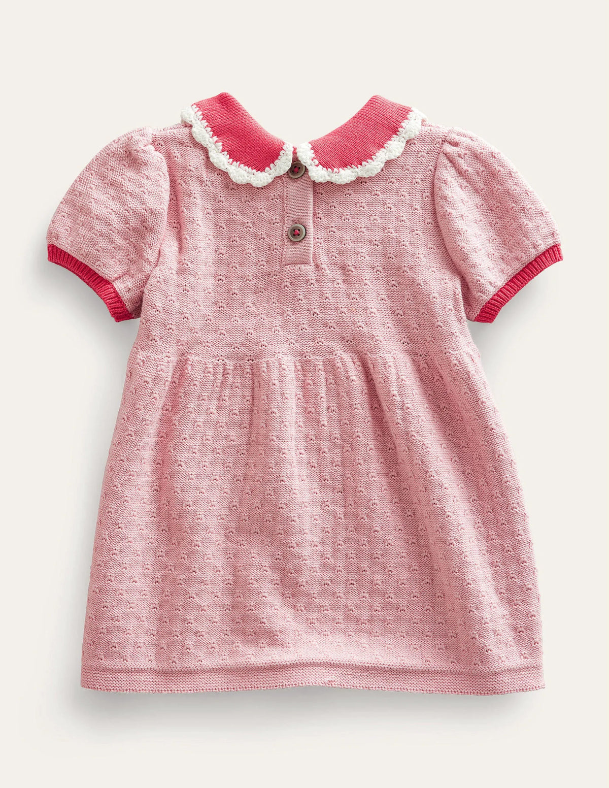 Puff Sleeve Knitted Dress-Boto Pink