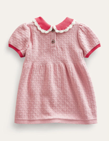 Puff Sleeve Knitted Dress-Boto Pink