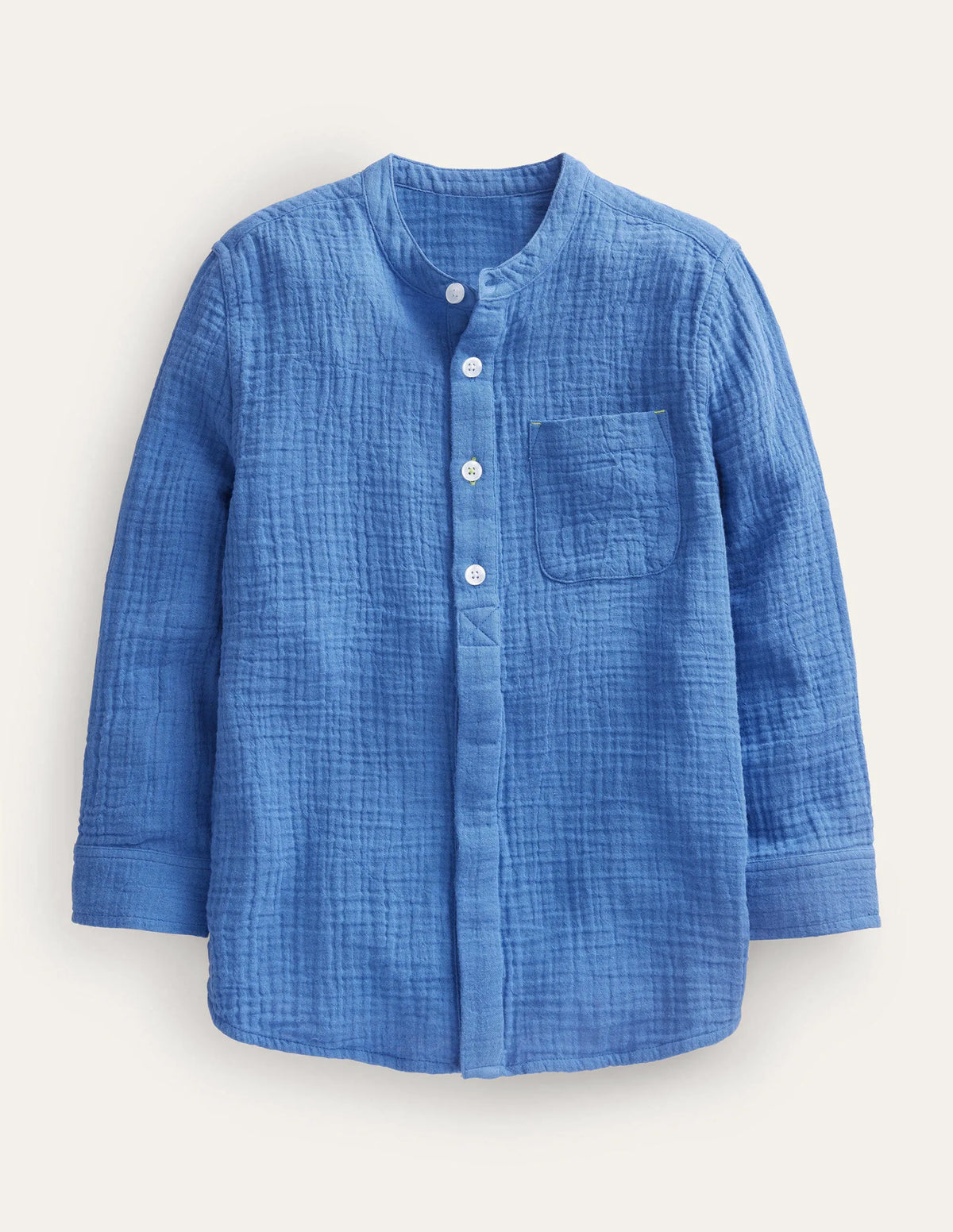 Double Cloth Grandad Shirt-Delft Blue