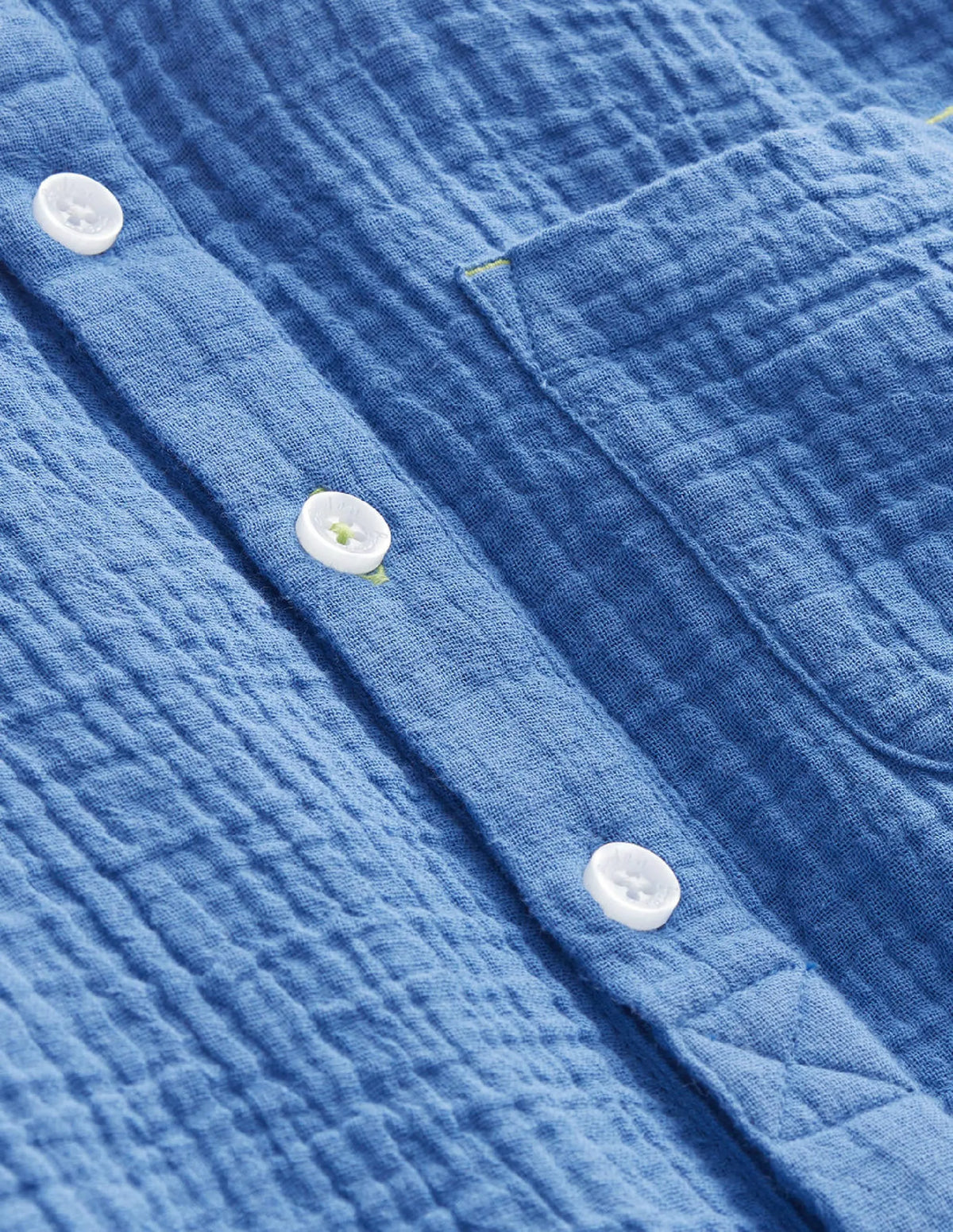 Double Cloth Grandad Shirt-Delft Blue
