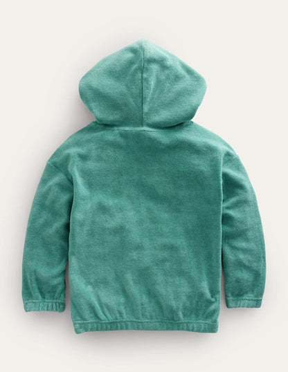 Towelling Hoodie-Cove Blue