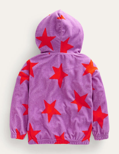 Towelling Hoodie-Radiant Orchid Star