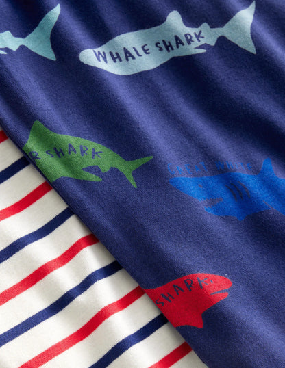 Twin Pack Snug Short Pajamas-Starboard Mutli Sharks