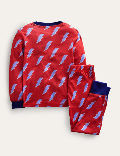 Single Glow-in-the-dark Pajama-Red Lightening Bolt