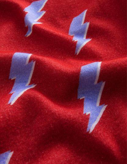 Single Glow-in-the-dark Pajama-Red Lightening Bolt