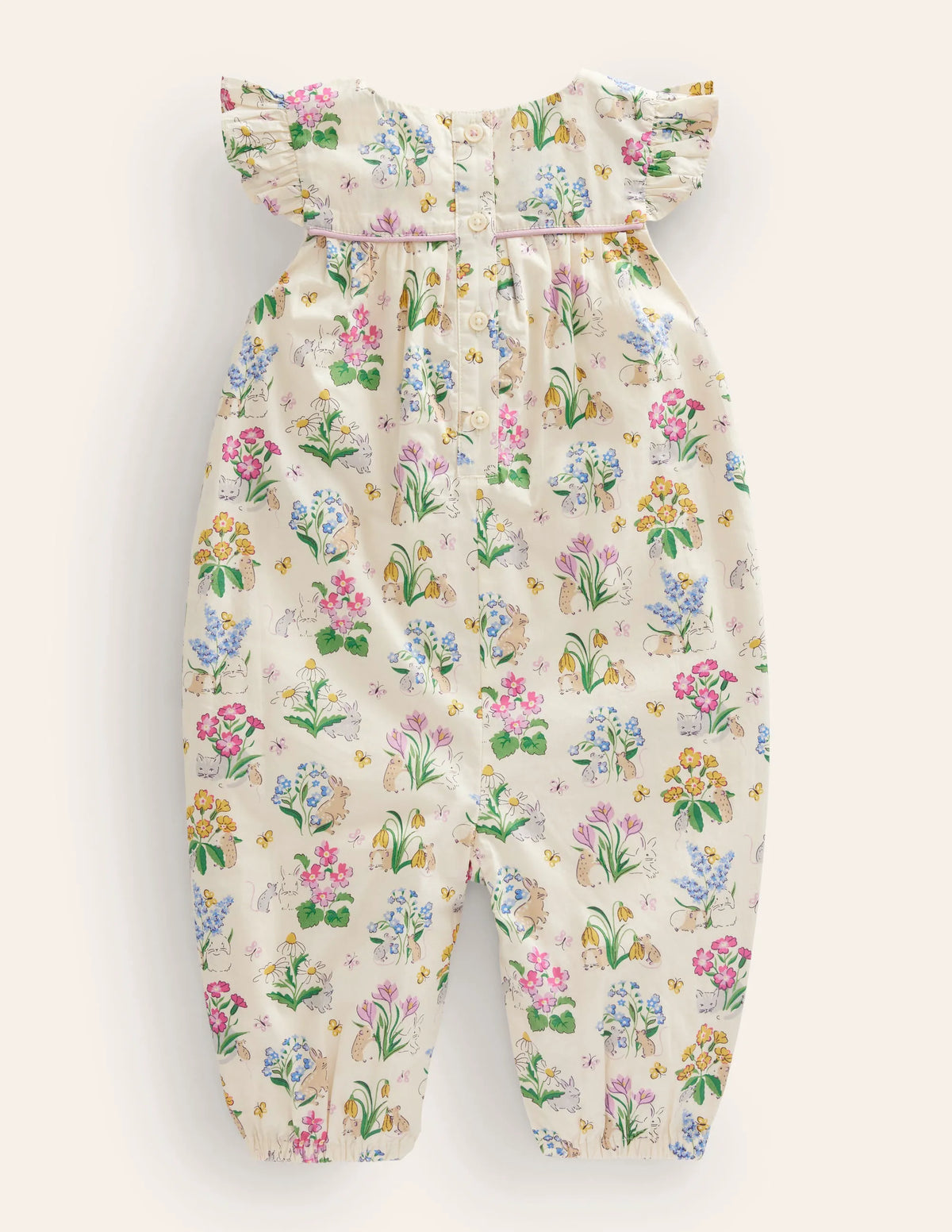 Ruffle Printed Rompers-Vanilla Pod Posy Pals