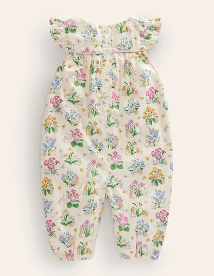 Ruffle Printed Rompers-Vanilla Pod Posy Pals