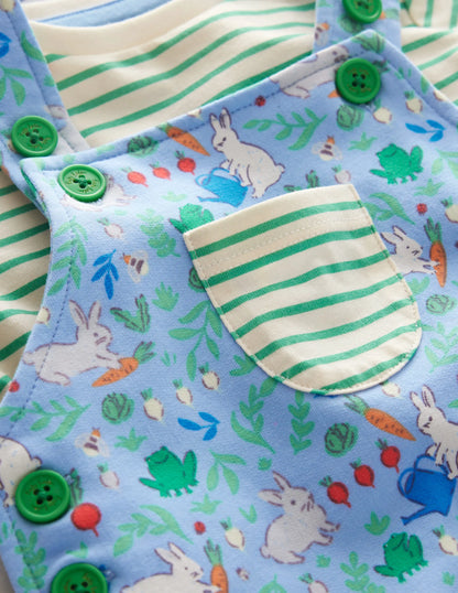 Jersey Overall Set-Vista Blue Bunny Patch
