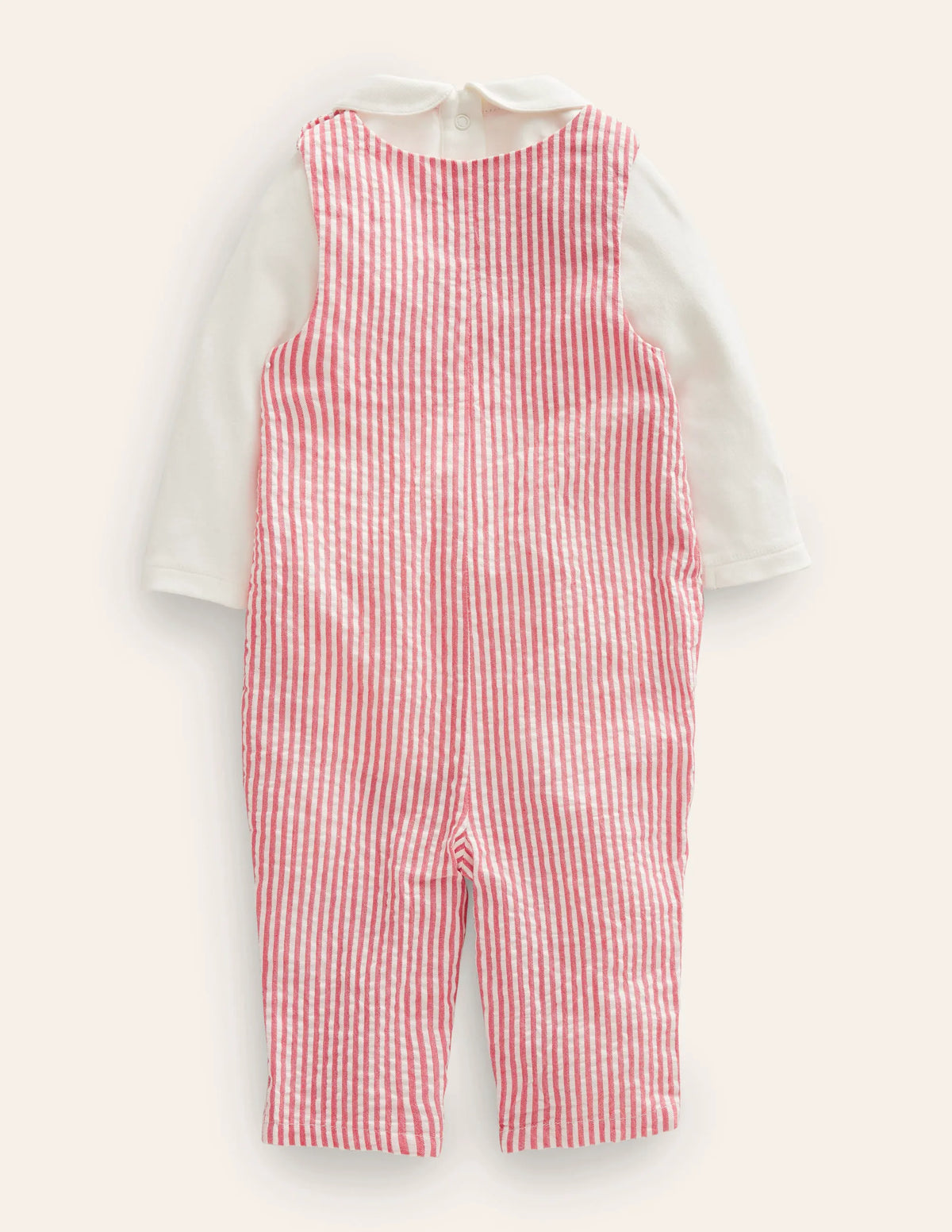 Smocked Dungaree Set-Jam / Ivory Ticking