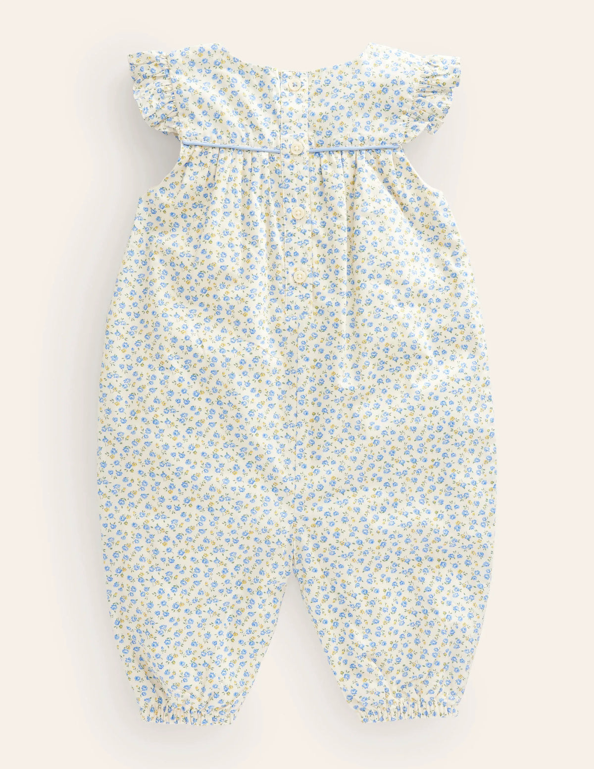 Applique Ruffle Romper-Pale Blue Tiny Rose Chicks
