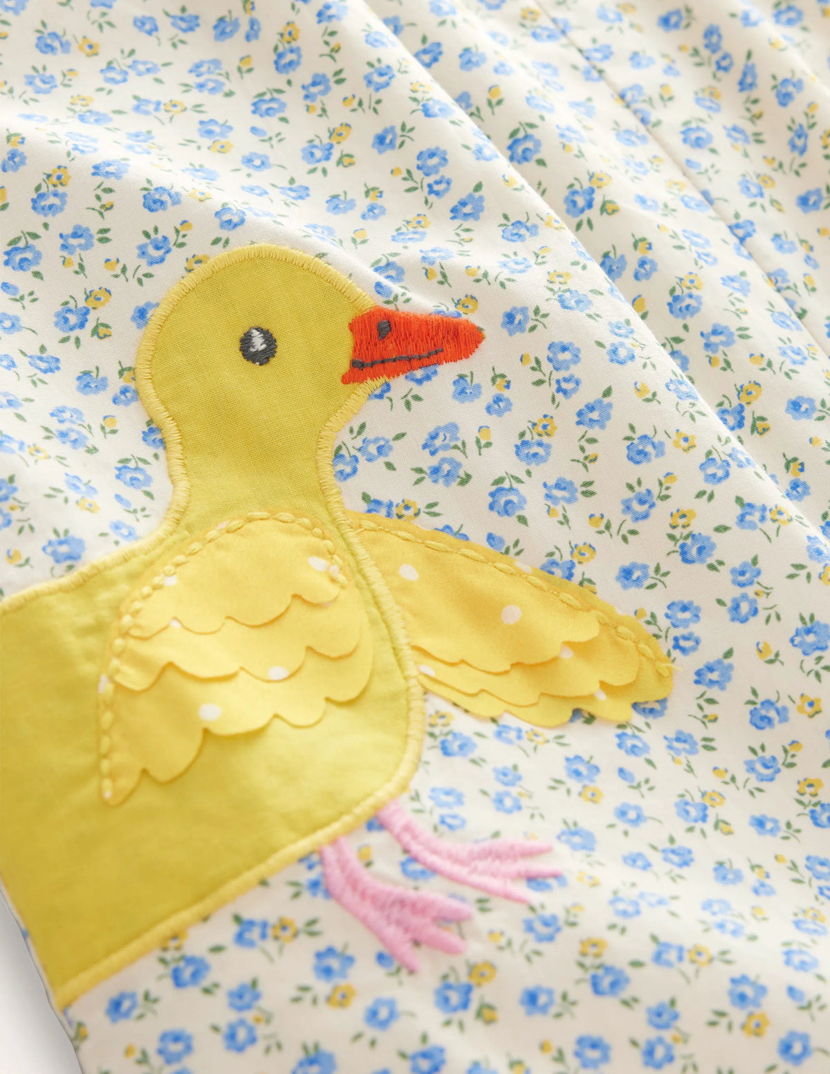 Applique Ruffle Romper-Pale Blue Tiny Rose Chicks
