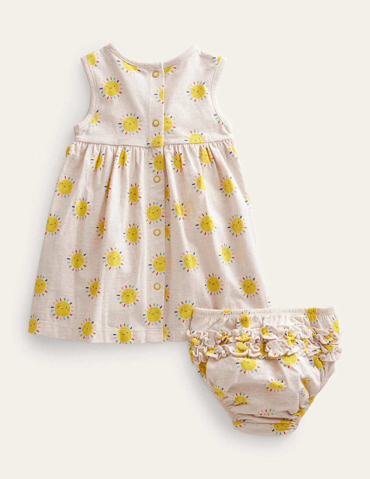 Sleeveless Jersey Dress-Oatmeal Marl Rainbow Suns