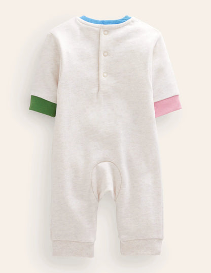 Jersey Logo Romper-Oatmeal Marl World