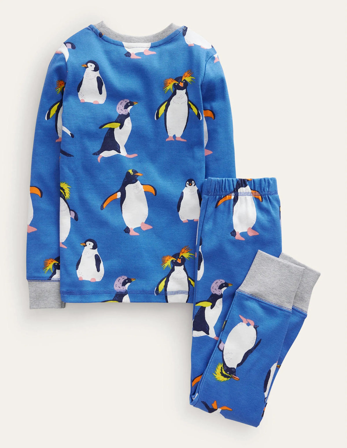 Snug Long John Pajamas-Blue Penguins