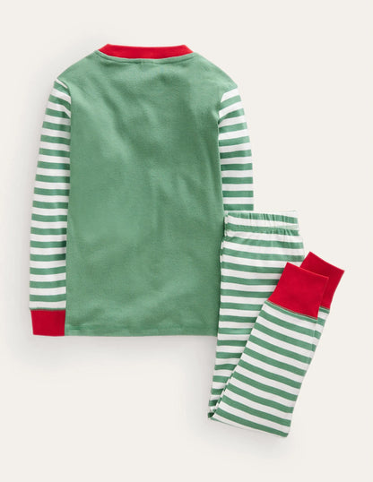Snug Long John Pajamas-Green Elf
