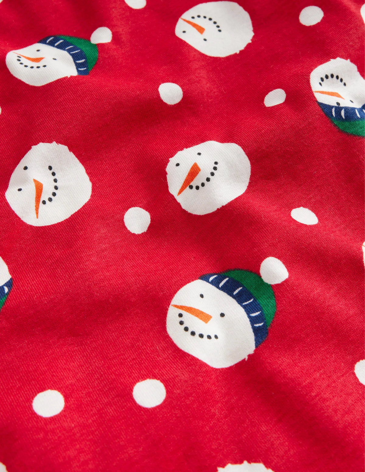 Snug Long John Pajamas-Rockabilly Red Snowman Spot