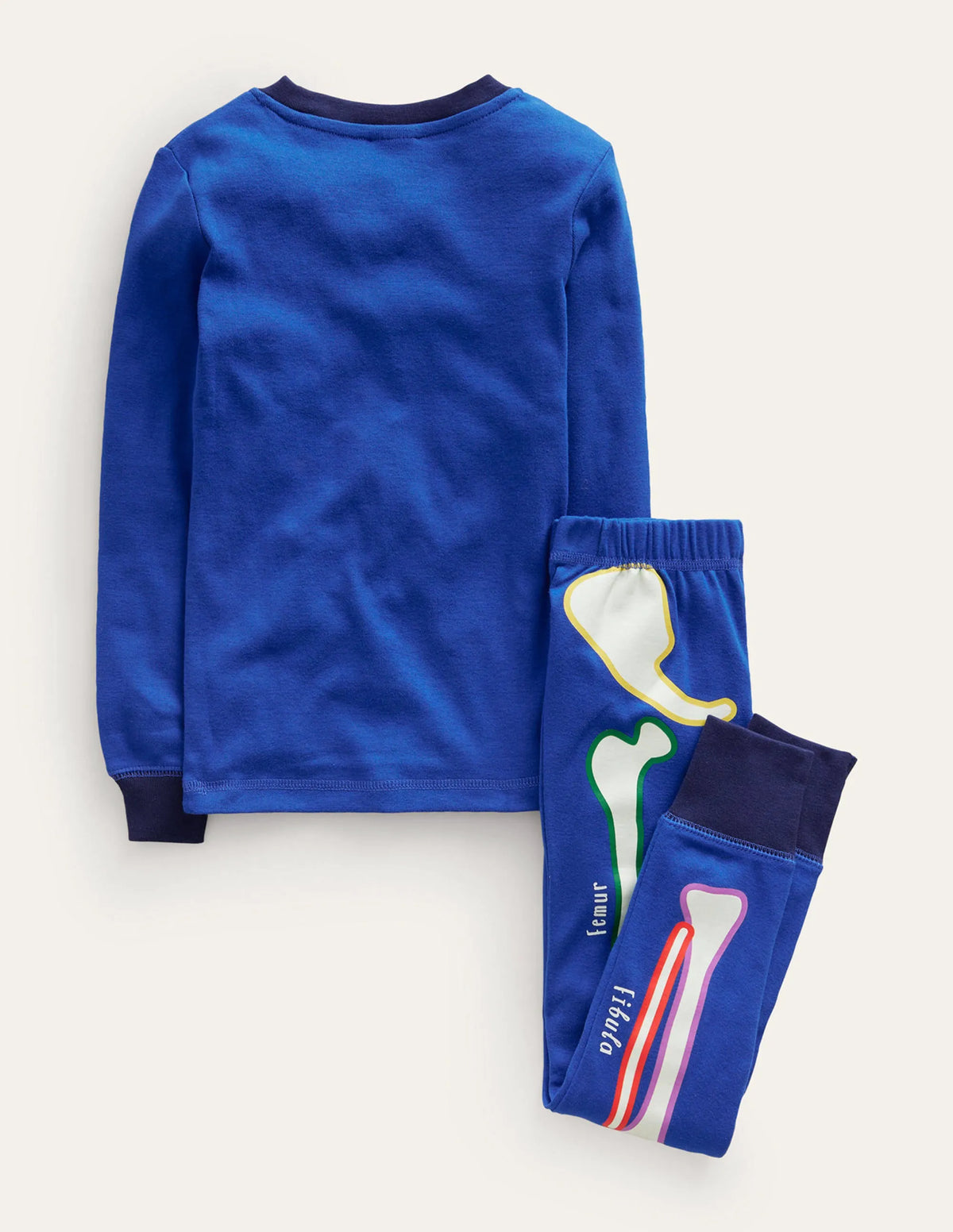 Single Glow-in-the-dark Pajama-Brilliant Blue Skeleton