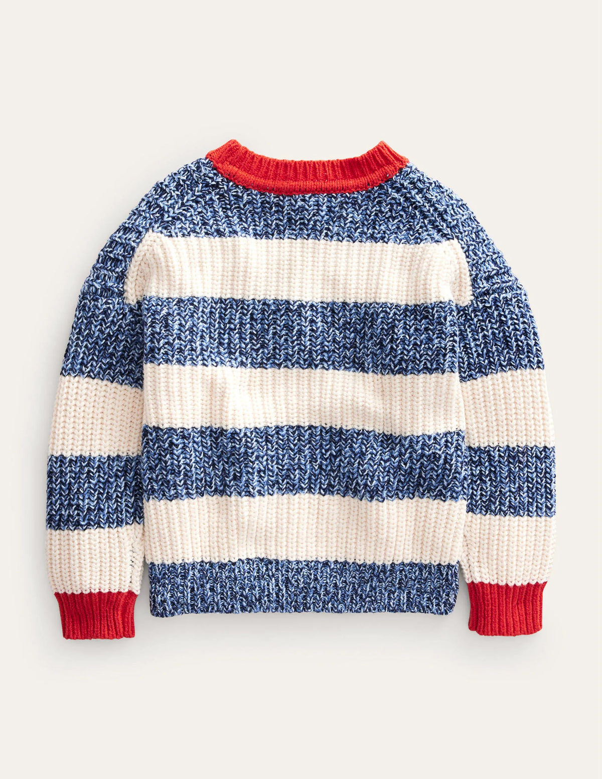 Ribbed Stripe Sweater-Navy Twist/Ecru Marl