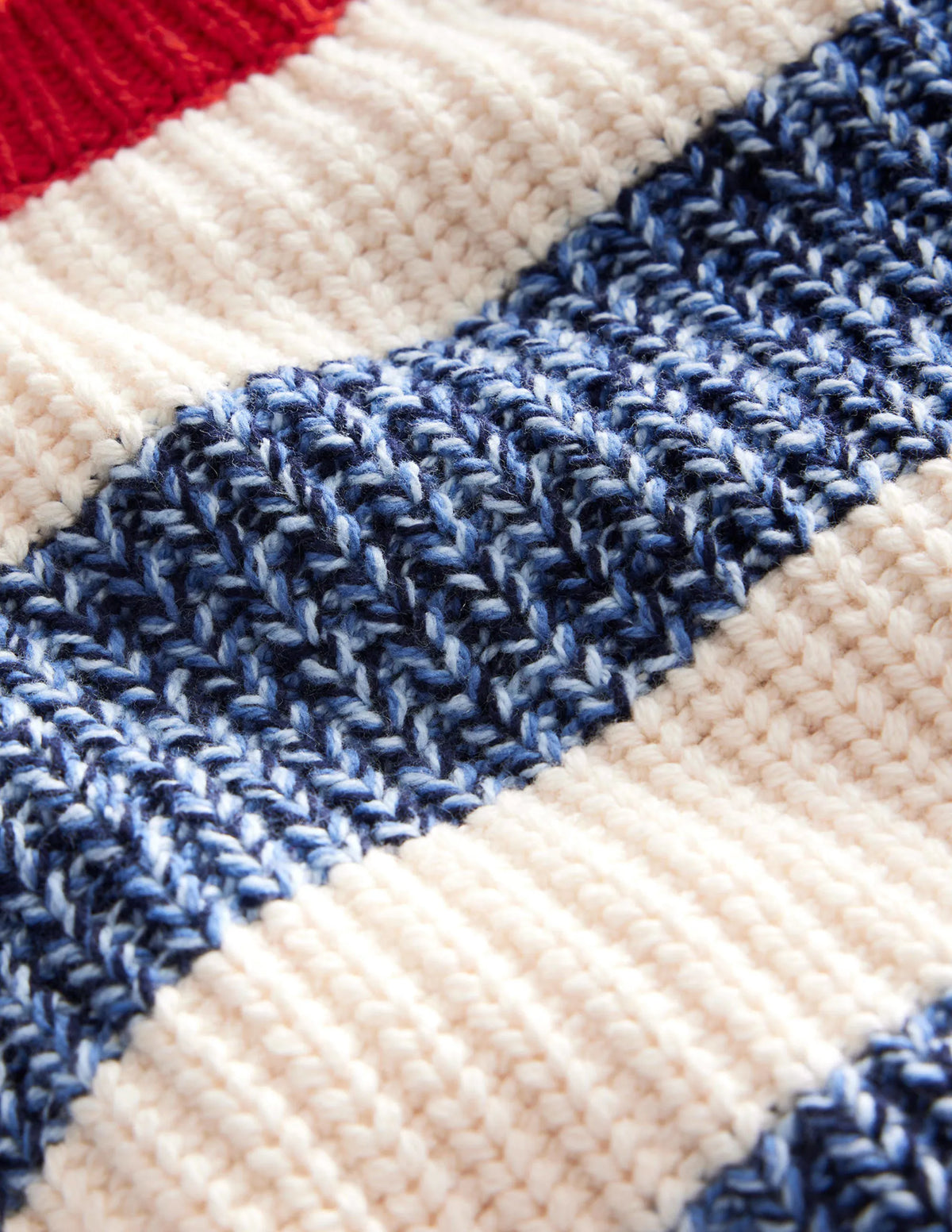 Ribbed Stripe Sweater-Navy Twist/Ecru Marl