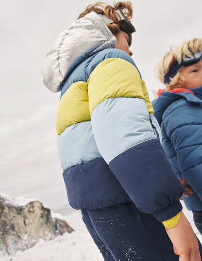 Ultimate Padded Coat-Gooseberry / Delft Colourblock