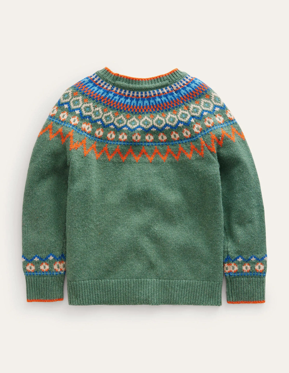 Graphic Fair Isle Sweater-Monster Green Marl