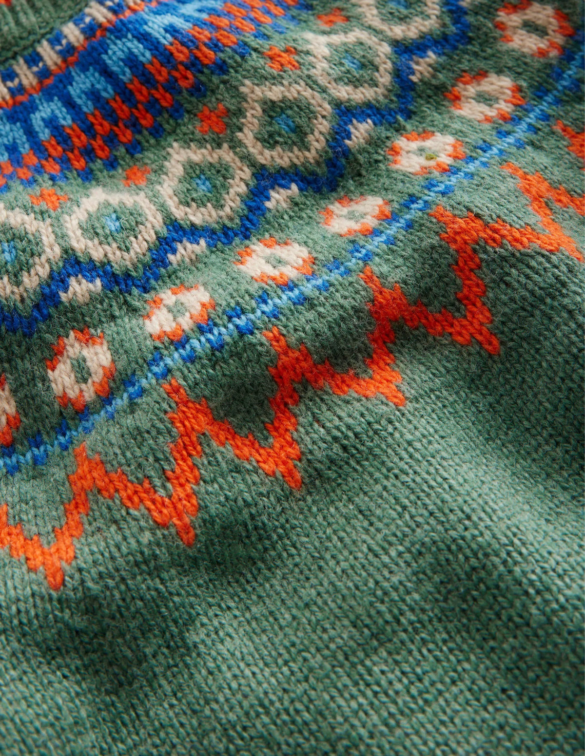 Graphic Fair Isle Sweater-Monster Green Marl