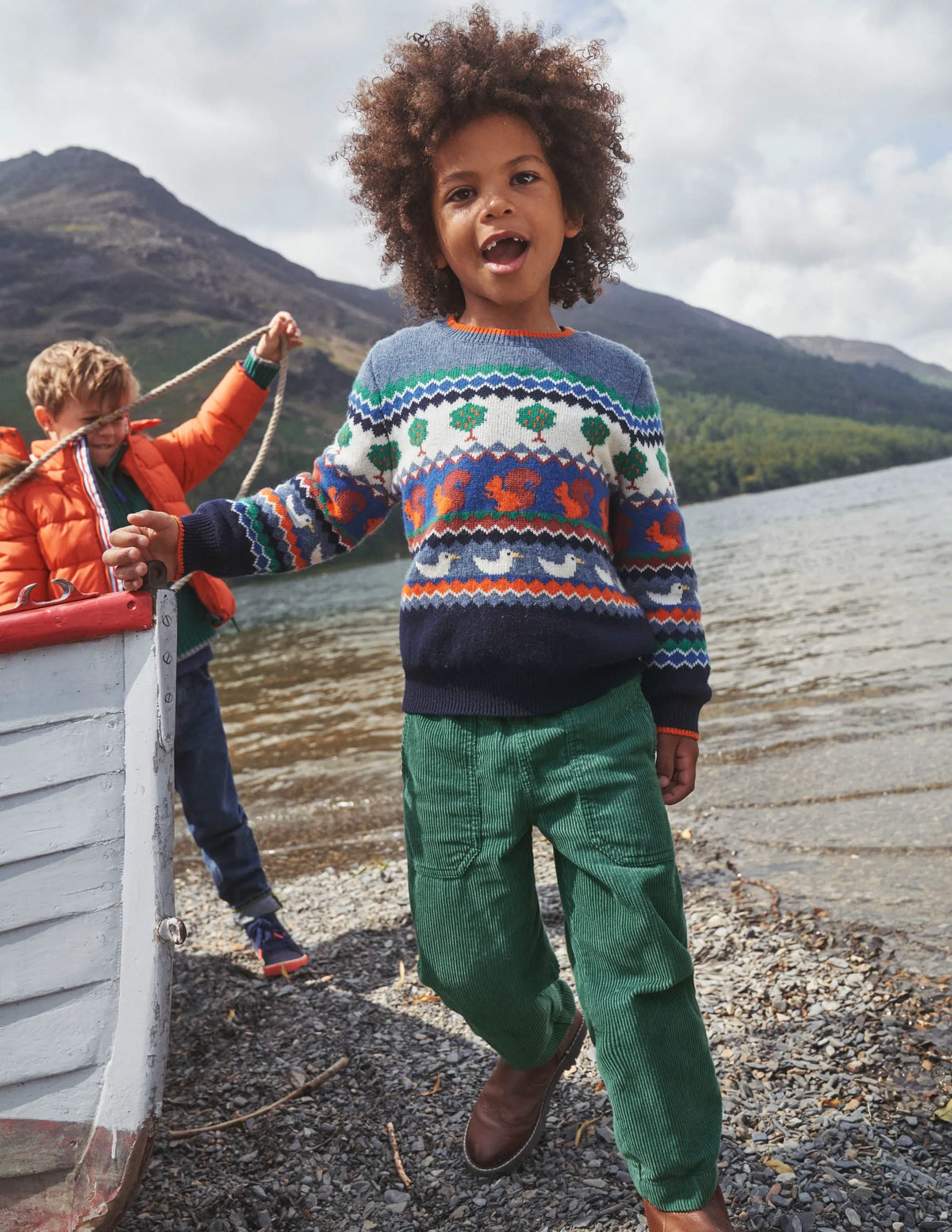 Chunky Pull-on Cord Pants-Monster Green