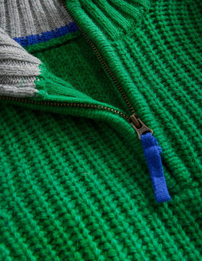 Chunky Half Zip Sweater-Deep Green