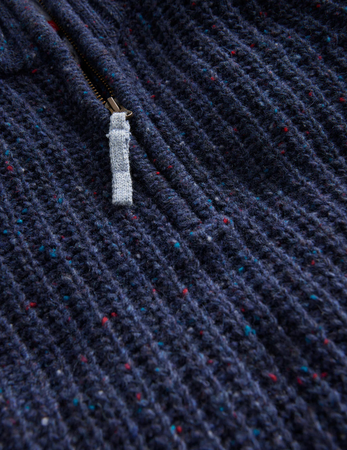 Chunky Half Zip Sweater-Navy Neps