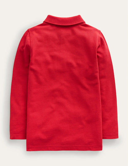 Long Sleeve Pique Polo-Rockabilly Red