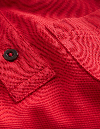Long Sleeve Pique Polo-Rockabilly Red