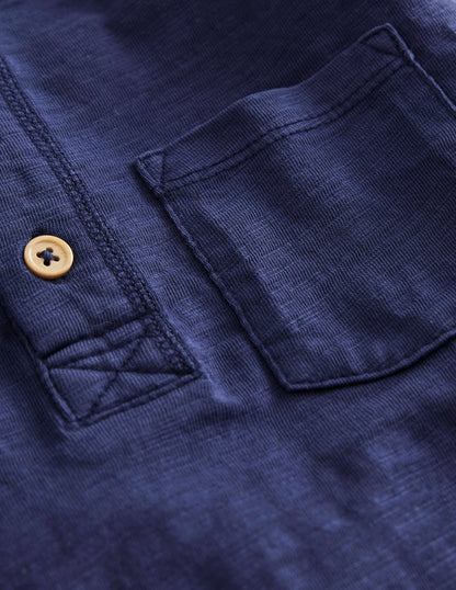 Long Sleeve Henley T-shirt-Navy