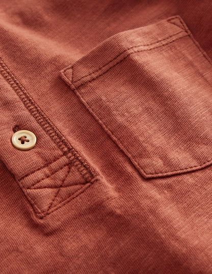 Long Sleeve Henley T-shirt-Red