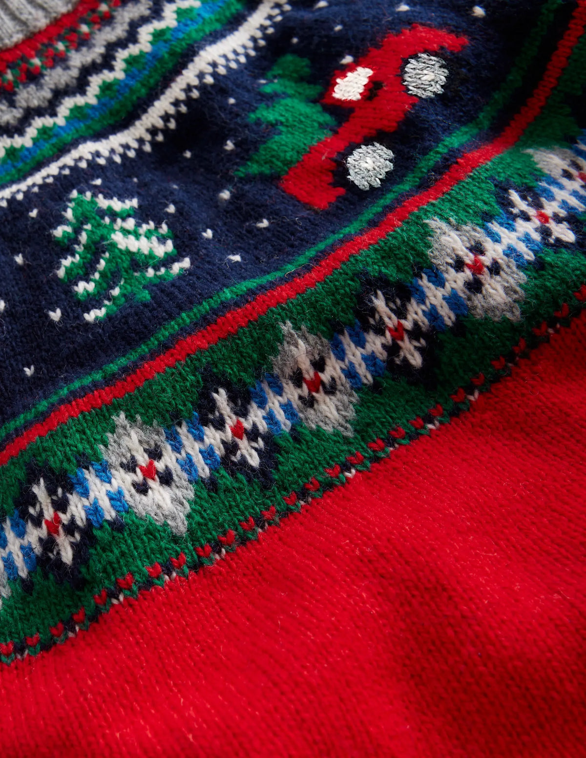 Novelty Fair Isle Sweater-Brilliant Red Trees