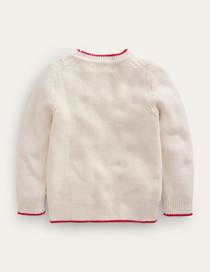 Rudolph Pom Pom Sweater-Ecru Marl